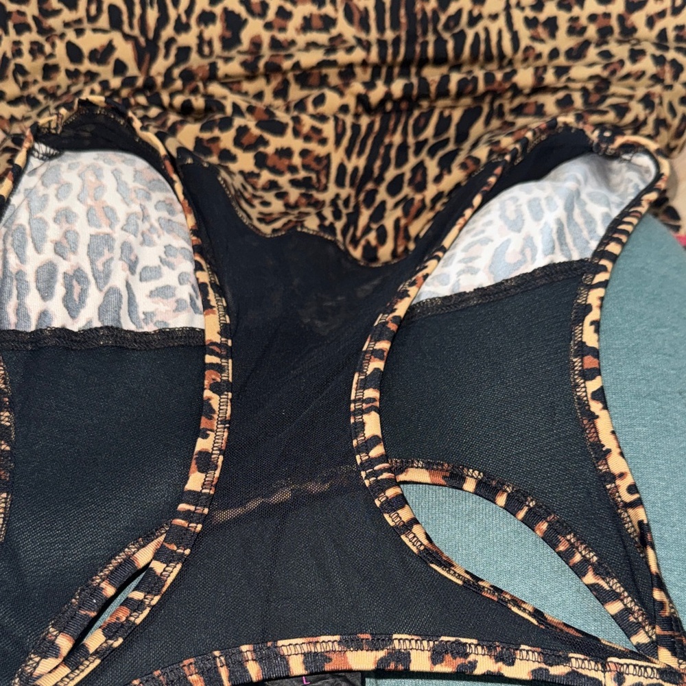 Material Girl Leopard Print Sports Bra with Red Accents - Picture 4 of 7